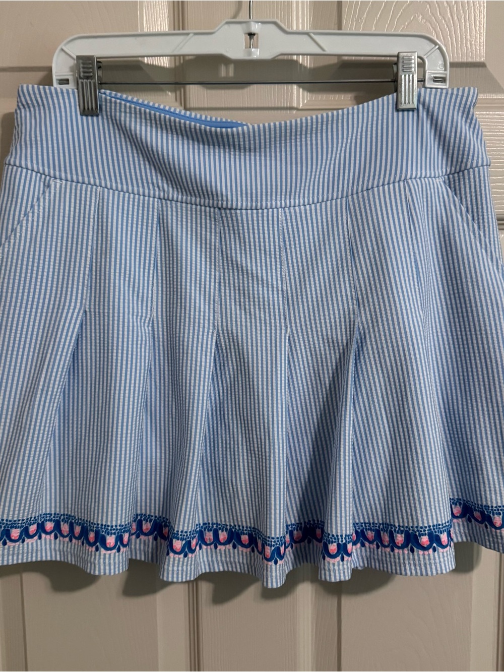 Lilly Pulitzer Seersucker Pinstripe Mini Skort UPF 50+ Luxletic Priska